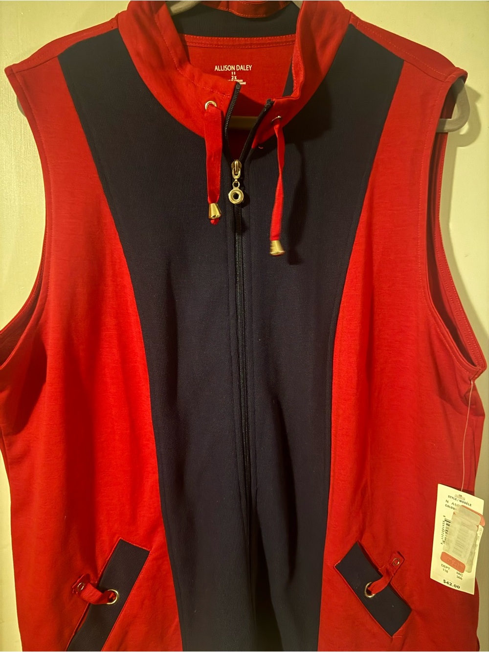 Allison Daley Red and Navy Sleeveless vest